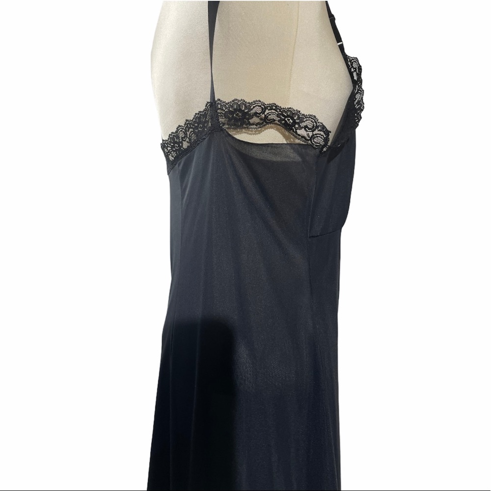 Vintage Slip Dress Full Slip Lace Lingerie Romantic Sexy Pin Up Black Med Large - Picture 8 of 12